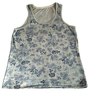 Lucky Women's Brand Floral Summer Tank Tops Gray Blue Size M Casual